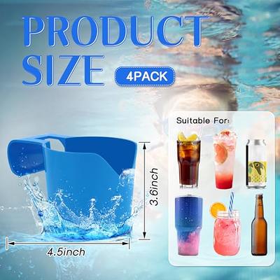 4 Pack Poolside Cup Holder Above Ground Pool Drink Holder No Spill Drink  Holder Pool Phone Holder Cup Holder (Blue) 