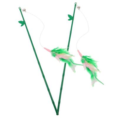 Feather Teaser Cat Toy, 2PCS Retractable Cat Wand Toys and 10PCS