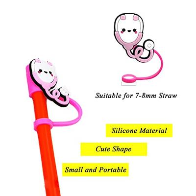 10Pcs Kawaii Nurse Straw Covers Reusable Nurse Theme Stanl-ey Cup Straw  Tips Dust-Proof Medical Straw Toppers Straw Plugs for Drinking Straws Party