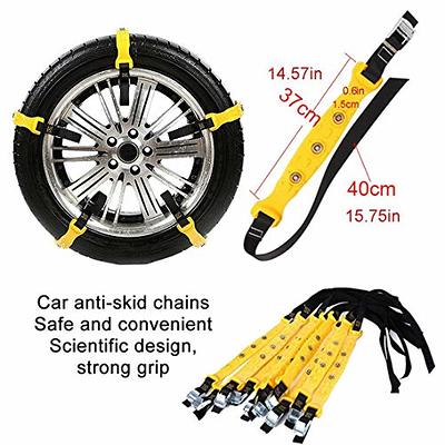 Snow Chains for Cars, Adjustable Anti Slip Tire Chains for Most