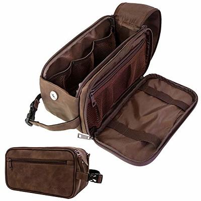 Mens Toiletry Bag Shaving Dopp Kit For Travel by Bayfield Bags (Black)  Bottom Storage Holds More-Leather Toiletry Bag For Men-Bathroom Shower Bag  For Grooming Toiletries 