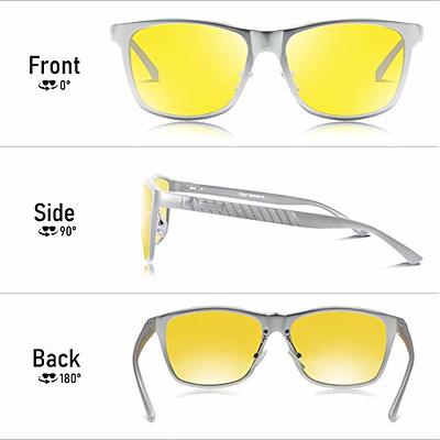 BIRCEN Night Driving Glasses for Men: Polarized UV Protection Sunglasses  with Al-Mg Frame