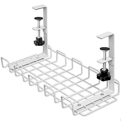 No Drill Under Desk Cable Management Tray, Desk Wire Management Cable Tray  Sturdy Metal Wire Organizer Under Desk Basket For Office And Home Standing