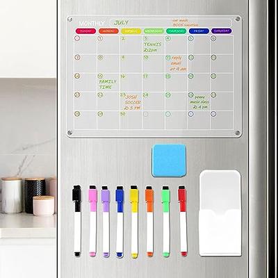 Acrylic Magnetic Fridge Calendar & Weekly Planner Monthly Dry Erase Board  for Refrigerator w/ 8 Markers & Magnetic Pen Holder Meal Planning  Whiteboard