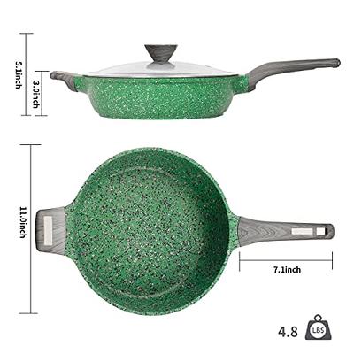 Eslite Life Deep Frying Pan with Lid Nonstick Saute Pan Granite Stone Coating