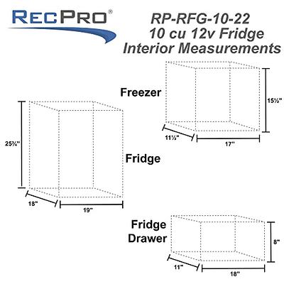 RecPro RV Refrigerator Stainless Steel | 4.3 Cubic Feet | 12V | 2 Door Fridge