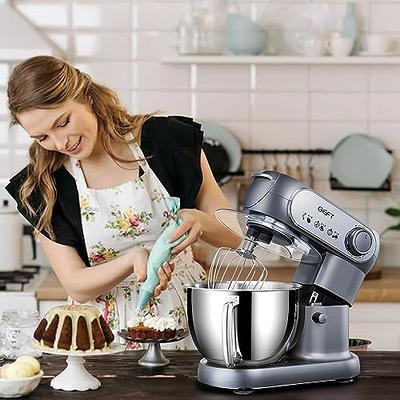 GEFT Stand Mixer, 6 QT 600W Tilt-Head Dough Mixer, 6+P speed Mixers Kitchen  Electric Stand Mixer with Stainless Steel Bowl, Dishwasher-Safe Dough