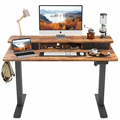 BYBLIGHT Moronia 31.5 in. Brown Portable Laptop Desk, Height Adjustable Laptop Rolling Table with Keyboard Tray on Wheels