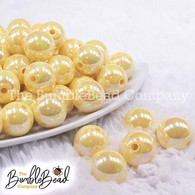 16mm Pastel Yellow Ab Solid Acrylic Chunky Bubblegum Beads, Beads