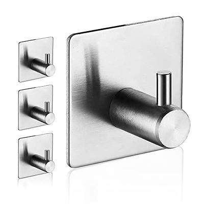 VIS'V Adhesive Hooks, Silver Self Adhesive Wall Hooks Heavy Duty Stainless  Steel Waterproof Shower Stick on Hooks Sticky Towel Hooks for Bathroom