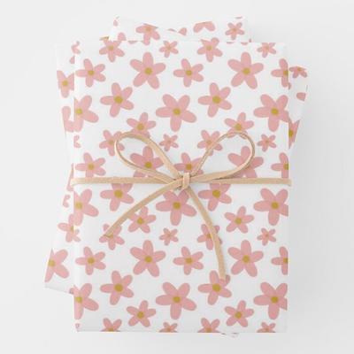 Pink Floral Greenery Wrapping Paper