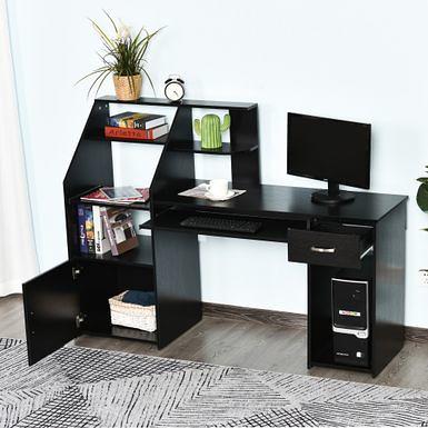 HOMCOM 88 Extra Long 2 Person Computer Desk with Storage Shelves