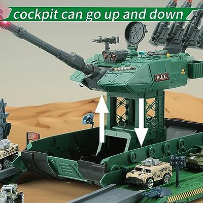 CUTE STONE 2-in-1 Army Tank Toys, Military Vehicles Playset with