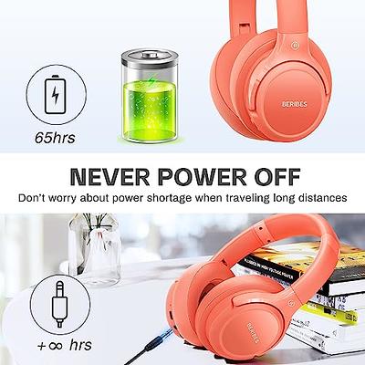 Bluetooth Headphones Over Ear,BERIBES 65H Playtime and 6 EQ Music Modes  with Microphone,HiFi Stereo Foldable Lightweight Wireless Headset,Deep Bass