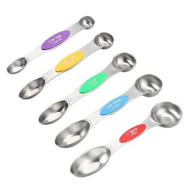 Spring Chef - Round Stainless Steel Measuring Spoons with Handy Leveler,  Easy to Read Markings for Measuring Dry or Liquid Ingredients, Medicine,  and