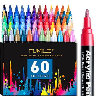 FUMILE Acrylic Paint Pens, 60 Colors Paint Marker Pen Set include Metallic  Color (12 PCS) and Normal color (48 PCS). Ideal for Rock Wood, Metal,  Plastic, Glass, Canvas, Ceramic, Easter egg DIY. - Yahoo Shopping