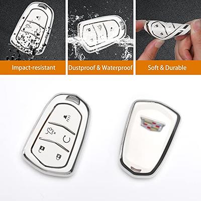 for Cadillac Key Fob Cover - Key Fob Cover Case Holder for 2015-2019  Cadillac Escalade CTS SRX XT5 ATS STS CT6 Superior Soft TPU 360 Degree Full