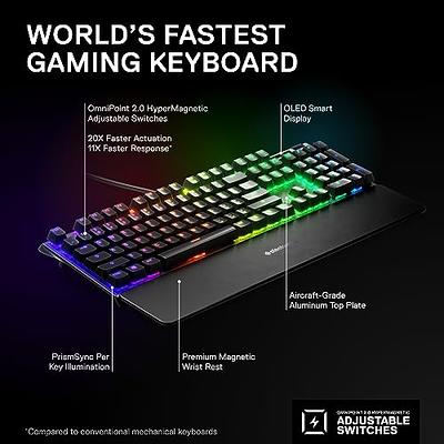  SteelSeries Apex Pro HyperMagnetic Gaming Keyboard — World's  Fastest Keyboard — Adjustable Actuation — OLED Screen — RGB – USB  Passthrough​ : Electronics