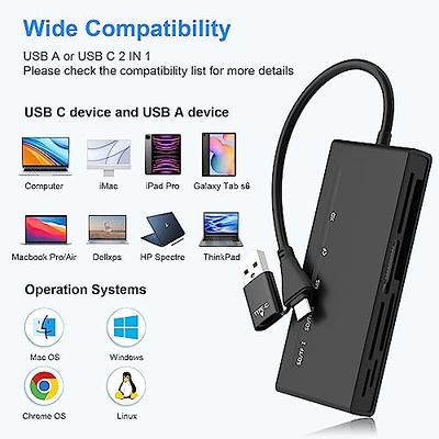 USB C USB 3.0 Multi Card Reader, 7 in 2 USB 3.0 XD Card Reader for