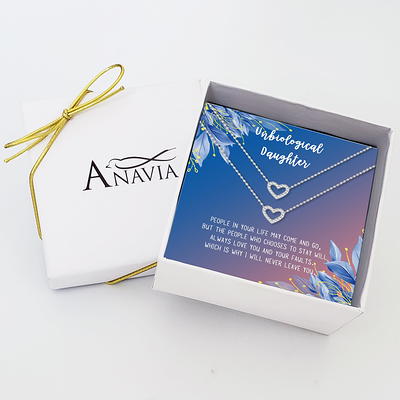 Anavia Christmas Gifts for Best Friend, Christmas Necklace Gifts for Stepdaughter, Christmas Necklace Card Gift for Unbiological Sister-[Rose Gold 