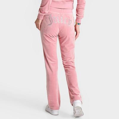 Juicy Couture Women's OG Big Bling Velour Track Pants in Pink/Rose