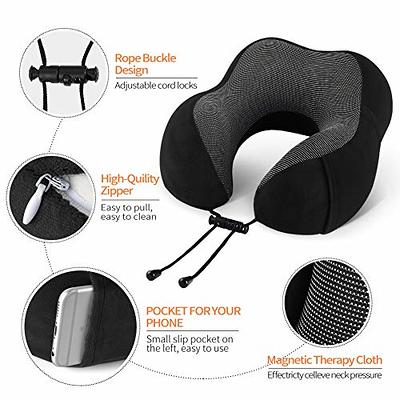 Travel Neck Pillow for Airplane Travel - Travel Pillows for Airplanes, Neck  Support 100% Memory Foam Adjustable Travel Pillow, Washable Cover Ideal