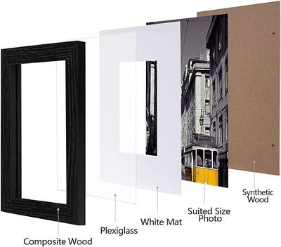 4x6 Picture Frame Set of 6, Matted to 4x6 Photos with Mat or 5x7 Without Mat  for Wall and Tabletop, Black 