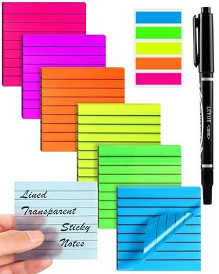 GEAoffice 450 Sheets Transparent Sticky Notes Set - 3x3 inch Clear Sticky  Notes Tabs Colorful Self-Adhesive for Book Annotation, See Through Sticky