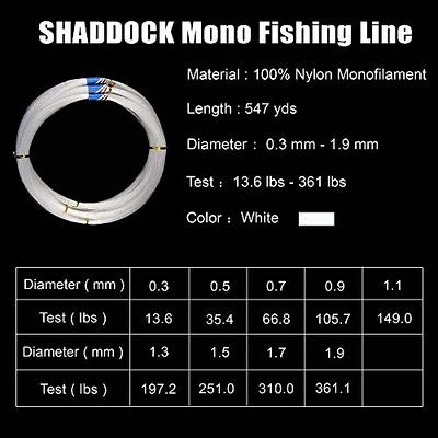 Monofilament Fishing Line 547yds 13 lb.-396 lb. Nylon Mono Fishing