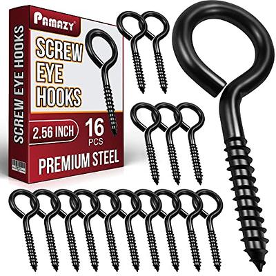 PAMAZY 16pcs Screw Eyes, 2.56 Inch Black Eye Hooks Screw Self Tapping Eye,  Heavy Duty Eye Bolt for Wood Securing Cables Wire, Hammock Stand, Indoor &  Outdoor Use - Yahoo Shopping