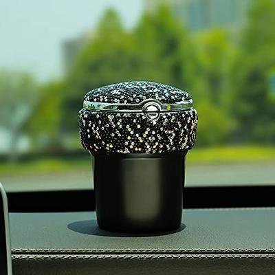 Auto Car Ashtray Portable with Blue LED Light Ashtray Smokeless Smoking  Stand Cylinder Cup Holder (Silver-Black)