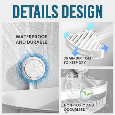 Corner Shower Caddy Suction Cup NO-Drilling Removable Bathroom Shower Shelf,  Waterproof & Oilproof Shower Corner Rack for Bathroom & Kitchen 