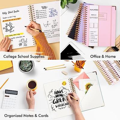 Huhuhero 5 Subject Notebook, College Ruled Spiral Notebook, 7.6 x 10.5  Hardcover Spiral Journal for Women Men, 100GSM Thick Paper Journal for  Wirting Work Note Taking, College School Supplies (Black) - Yahoo Shopping