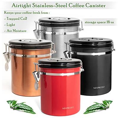 Mixpresso Stainless Steel Airtight Coffee Container with Date Tracking,  Vacuum Sealed Airtight Container, coffee jar 16 Ounces Coffee Canister For  Ground Coffee, Red Coffee Vault - Yahoo Shopping