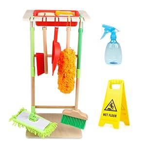 6Pcs Toddler Montessori Cleaning Play Set Toy Kids Broom Sweep Mop Set For  Ages 3+