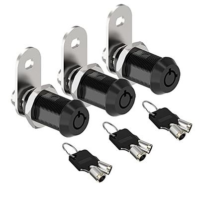 LAIWOO Cabinet Locks with Keys, 4 Pack 1-1/8 Inch Cylinder Lock Cabinet Cam  Lock Set for Secure File Drawer Mailbox RV Camper Door Tool Box, Zinc