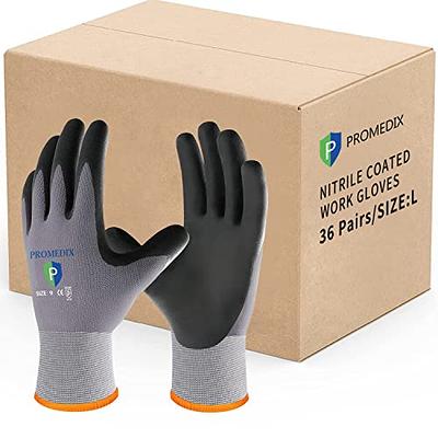 LOCCEF Work Gloves MicroFoam Nitrile Coated-6 Pairs,Seamless Knit Nylon  Gloves,Gray Work gloves