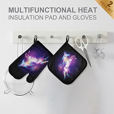 Unique Unicorn Oven Mitts and Pot Holders Sets Colorful Star Hot