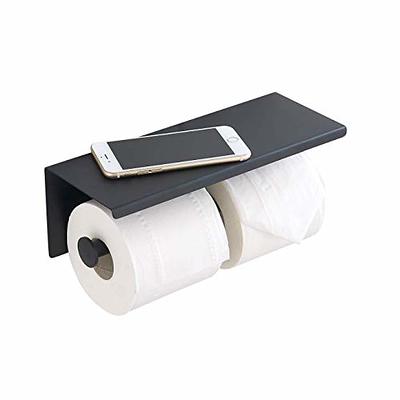 Toilet Paper Holder with Shelf, Adhesive Toilet Paper Holder Wall Mount,  SUS304 Rustproof Matte Toilet Paper Roll Holder, Bathroom Washroom Toilet  Roll Holder Black - Yahoo Shopping