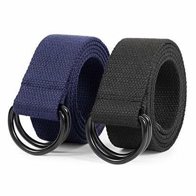 JASGOOD Set of 2 Mens Canvas Belt with Double D-ring 1 1/2 Wide Extra Long  Solid Color Web Casual Belt (Black/Army Green,Fit Waist Size 46-50 inch) -  Yahoo Shopping