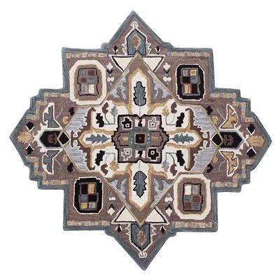 Ox Bay Traditional Winter Cabin Shape Medallion Area Rug, 5 ft