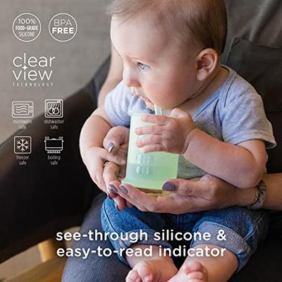 Silicone Baby Drinking Cup with Cap and Foldable Straw Toddler Straw Cup