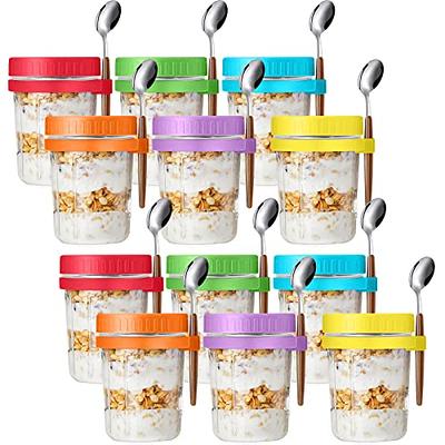 Overnight Oats Containers with Lids and Spoon, 10 oz Glass Oatmeal Container Jars, Glass Mason Jars with Airtight Lids for Cereal Yogurt