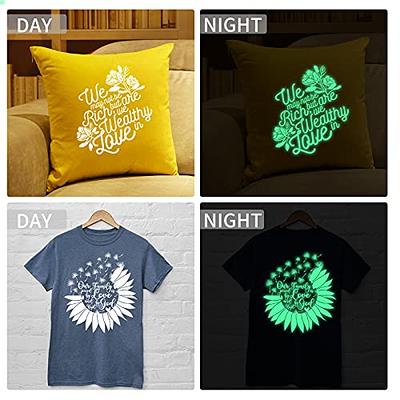 Heat Transfer Vinyl Roll, Glow in The Dark Iron on Vinyl 12x 6ft PU HTV  Luminous Fluorescent Color Heat Press Vinyl for T-Shirts(White to Olivine)  - Yahoo Shopping