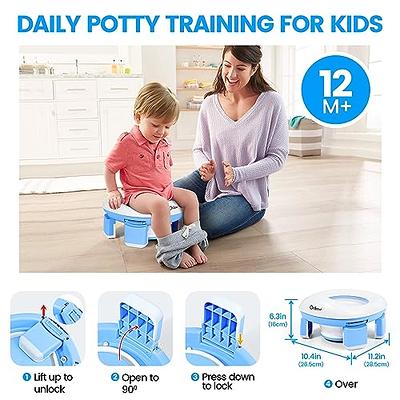 Portable Potty for Toddler Travel Foldable Training Toilet Travel Potty for  Toddler Baby Kids Potty Chair Seat Indoor and Outdoor (Blue Potty)
