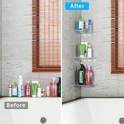 Acrylic Corner Shower Shelf 2 Pack With Adhesive Wall Mount