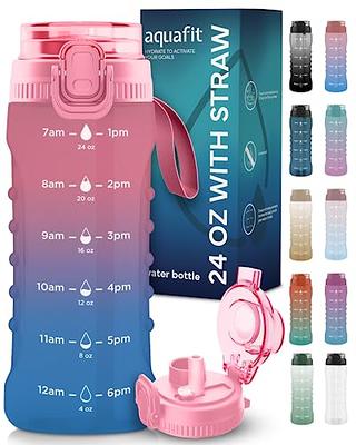 AQUAFIT - Water Bottle with Straw - Motivational Water Bottle, Big