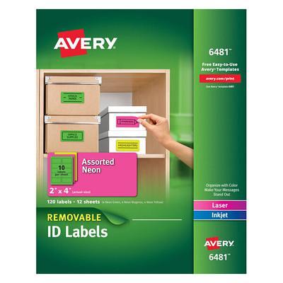 Avery Removable ID Labels, Sure Feed, 1/2?x1-3/4?, 2,000 Labels