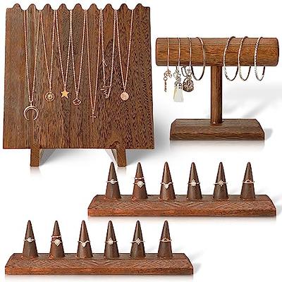 Jerify 4 Pieces Wood Necklace Display Holder Wood Plank Necklace Jewelry  Display Ring Display for Selling Necklace Holder Stand Finger Ring Display