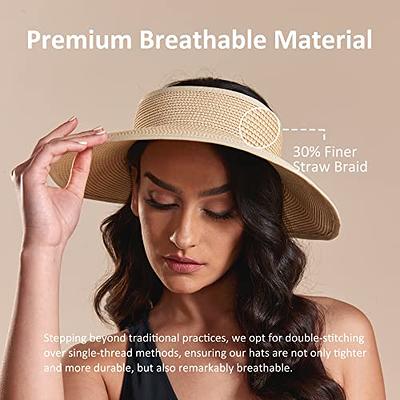 Sun Hats For Women Wide Brim Straw Boater Hat Foldable Packable Beach Hat  For Summer